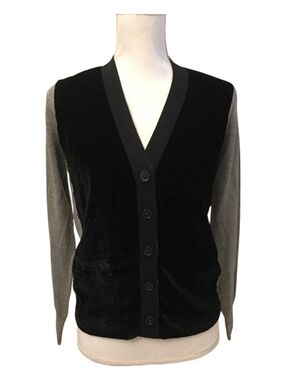 J. Crew Black and Gray Womens  Mixed-Media Sweater Med